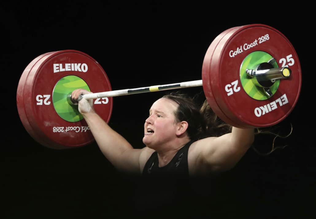 Laurel Hubbard of New Zealand competes in the women