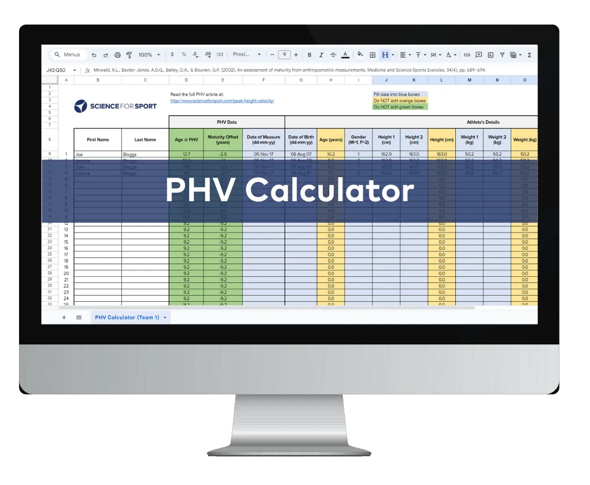 peak height velocity calculator